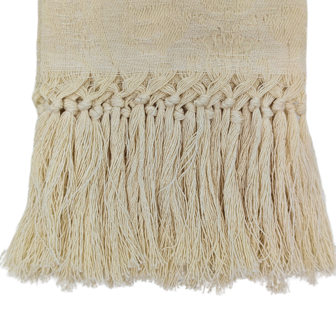 Donna di Coppe Jacquard Fringed Italian Cotton-Linen Guest Towel in Cream