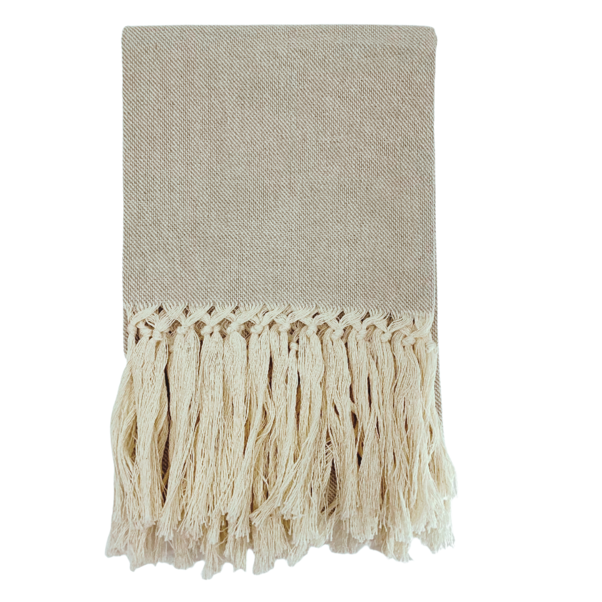 Briscola Fringed Italian Cotton-Linen Hand Towel in Taupe