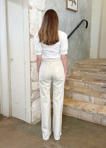 Florence High Rise Bootcut Jeans in Stone