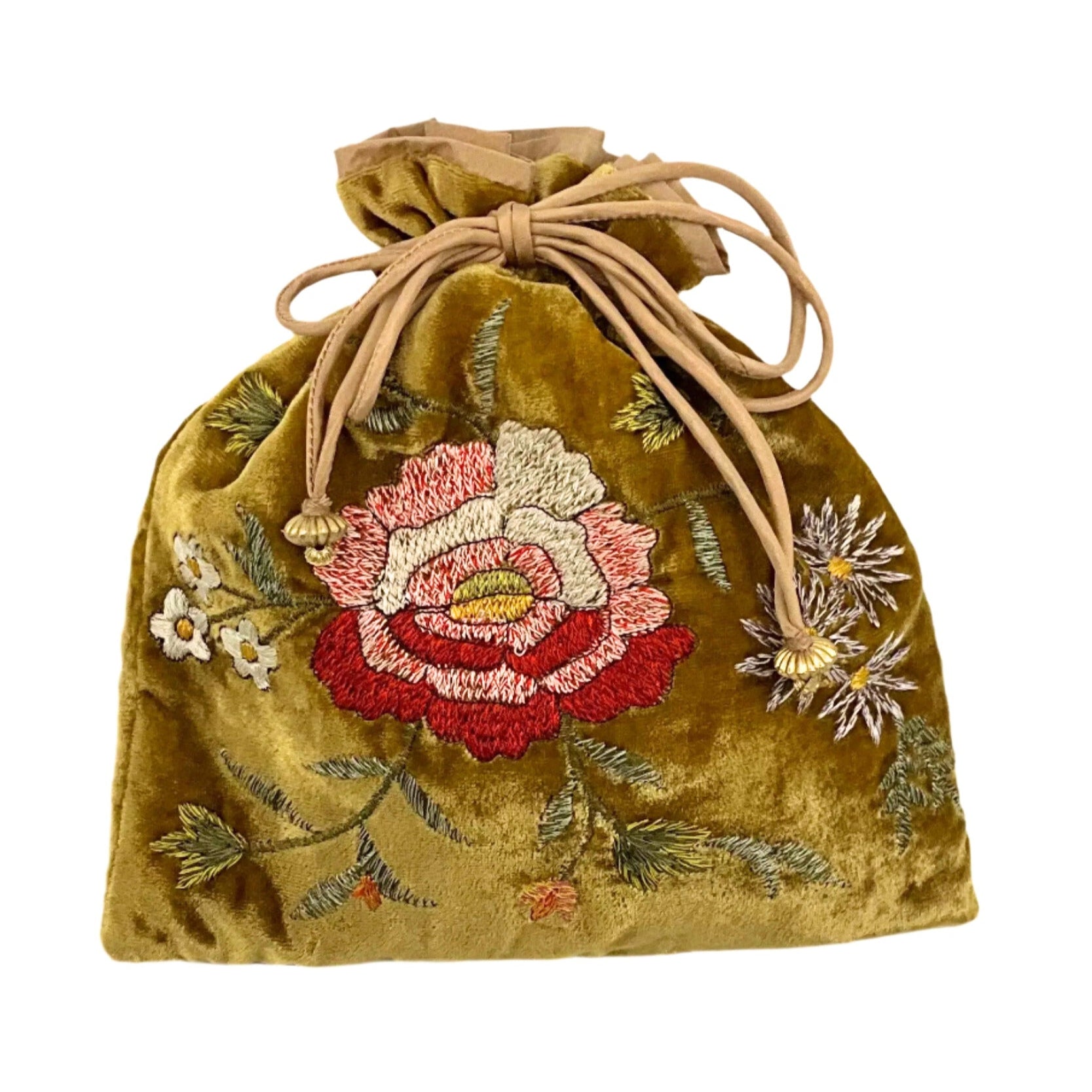 Sophia Velvet String Pouch in Antique Gold