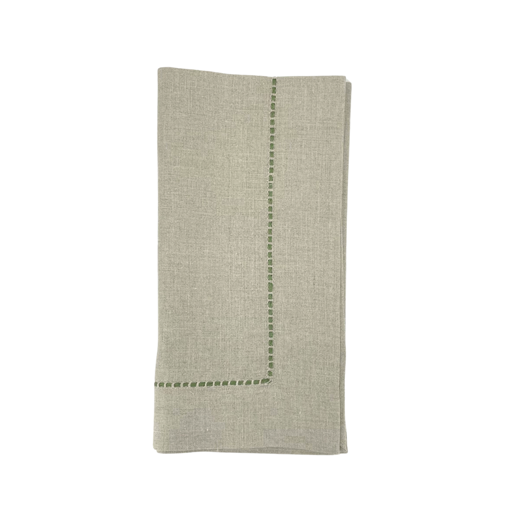 Color Bar Dinner Napkin in Natural + Green