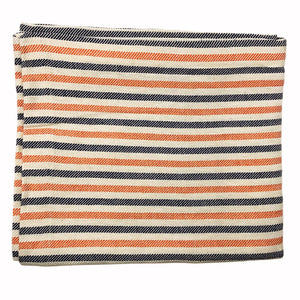 Pomelo Dual Color Stripe Italian Cotton-Linen Table Runner in Orange + Midnight