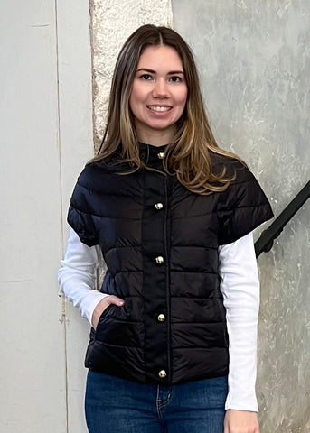 Greenwich Cap Sleeve Puffer in Black