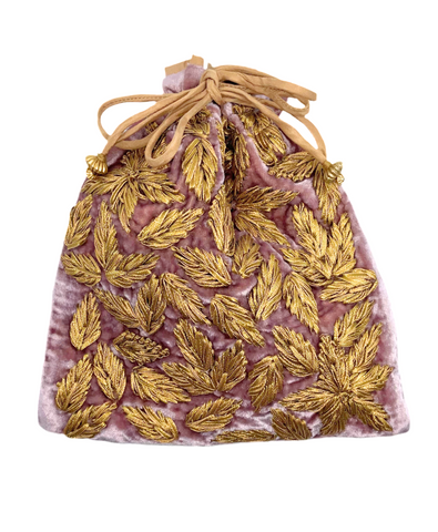 Enny Velvet String Pouch in Vintage Plum