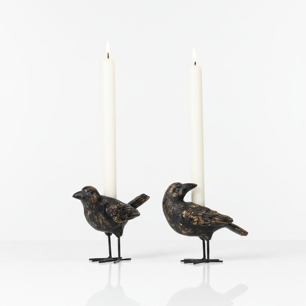 Cinder Crow Taper Candle Holder