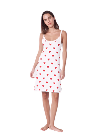 Heart Print Spaghetti Strap Nightgown