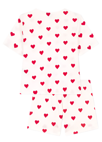 Heart Print Short Sleeve Top + Shorts Loungewear Set