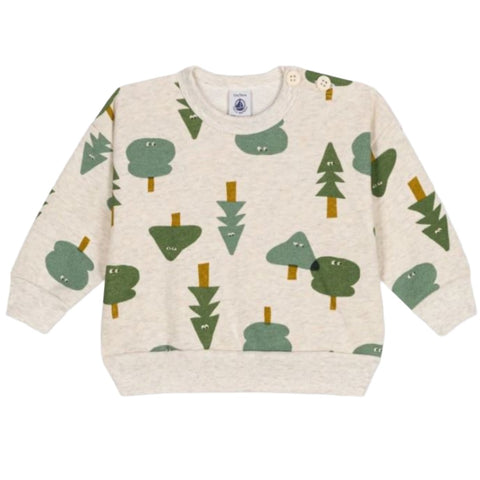 Forest Trees Print Crewneck Sweatshirt in Grey