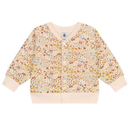 Wildflower Print Snap Front Cardigan in Cream