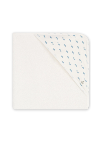Whale Print Hooded Kid's Towel in White