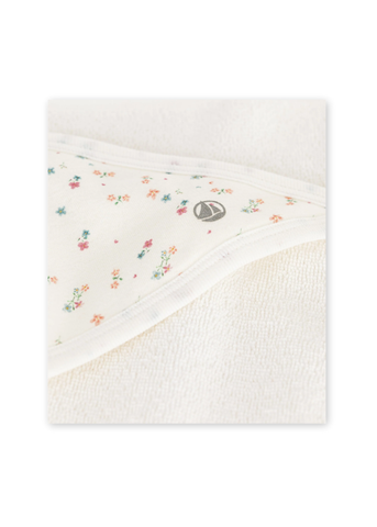 Ditsy Floral Print Hooded Kid's Towel in White