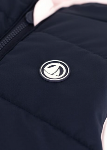 Two-Tone Reversible Puffer Vest in Pink + Navy