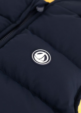 Two-Tone Reversible Puffer Vest in Navy + Yellow