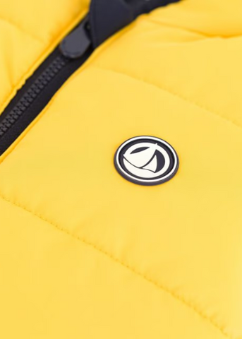 Two-Tone Reversible Puffer Vest in Navy + Yellow