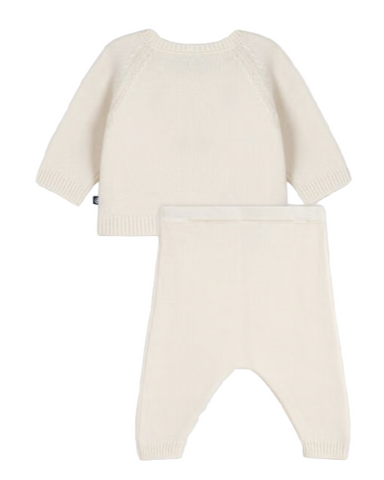 Embroidered Hearts Long Sleeve Sweater + Pants 2 Piece Set in White + Red