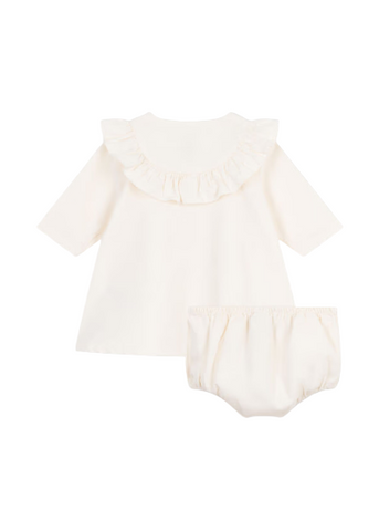 Long Sleeve Corduroy Dress + Bloomers Set in Ivory