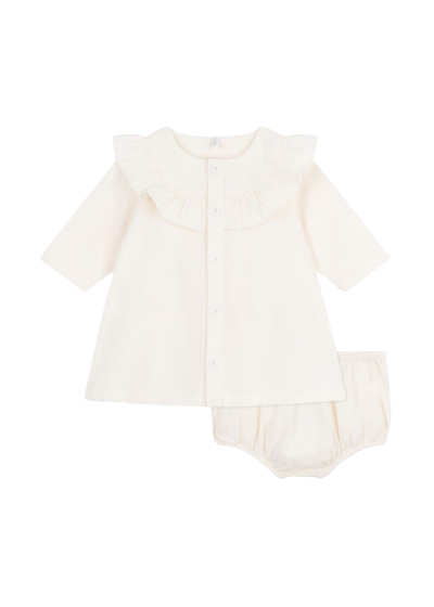 Long Sleeve Corduroy Dress + Bloomers Set in Ivory
