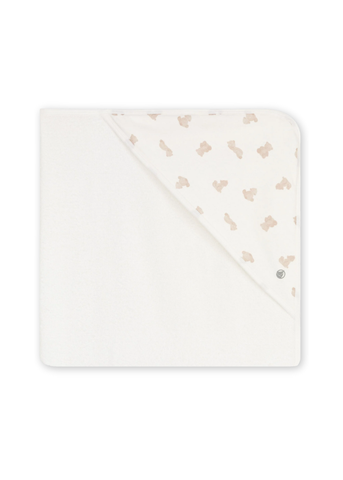 Teddy Bear Print Hooded Kid's Towel in White