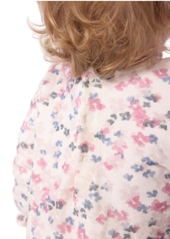 Scattered Daisies Print Long Sleeve Dress in White + Multi