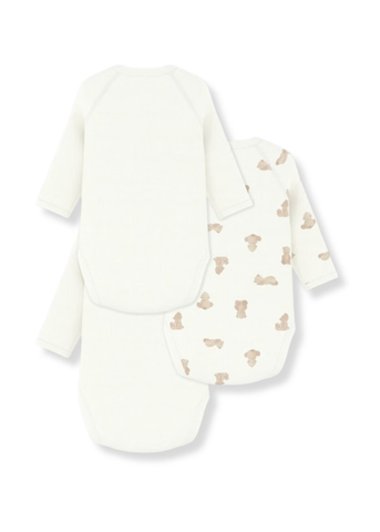 Teddy Bear Long Sleeve Crossover Bodysuit 3 Pack