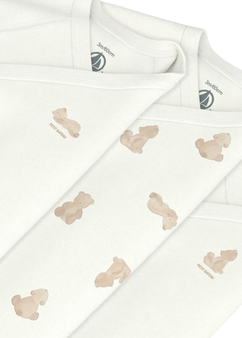 Teddy Bear Long Sleeve Crossover Bodysuit 3 Pack