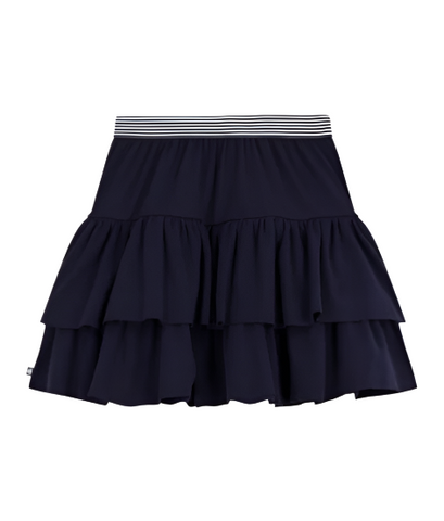 Frill Skirt with Striped Waistband in Navy