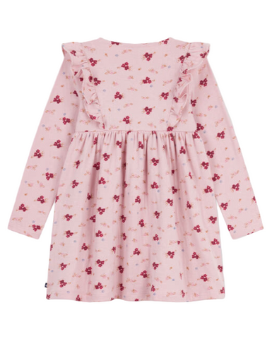 Princess Flowers Print Long Sleeve Ruffled Dress in Pinks