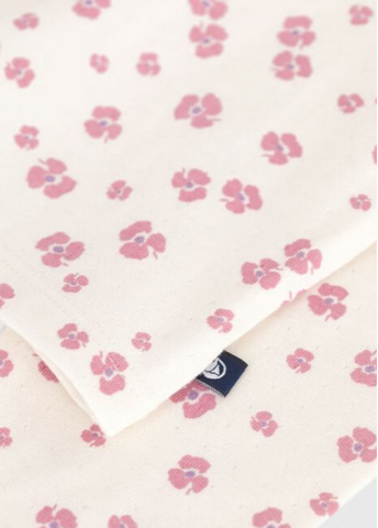 Colored Blossom Print Long Sleeve Button Snap Cardigan in White + Pink