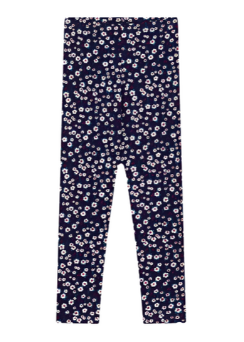 Dot Flowers Print Leggings in Navy + Multi