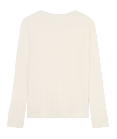 Long Sleeve Pointelle Tee in Eggshell