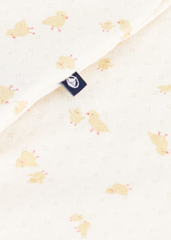 Baby Chicks Printed Long Sleeve Romper in Cream + yellow