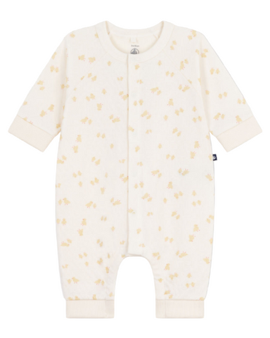 Baby Chicks Printed Long Sleeve Romper in Cream + yellow