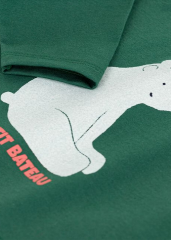 Polar Bear Long Sleeve Graphic Tee in Green