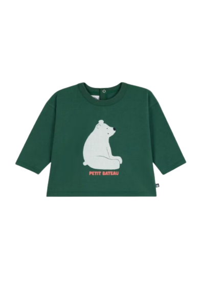 Polar Bear Long Sleeve Graphic Tee in Green
