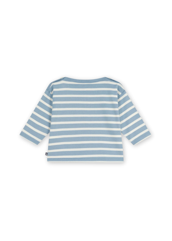 Long Sleeve Breton Stripe Top with Elephant Patch in Blue + White