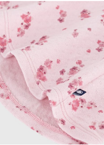 Painted Flowers Print Long Sleeve Dress in Pinks