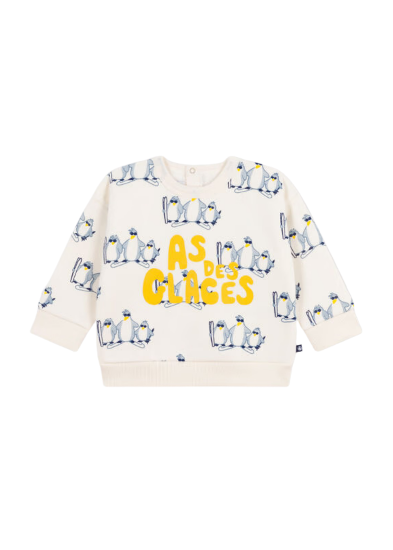 Winter Penguin Long Sleeve Sweatshirt in White + Yellow