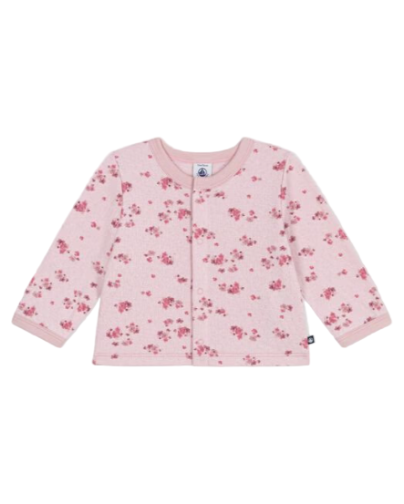 Painted Flowers Print Long Sleeve Cardigan in Pinks