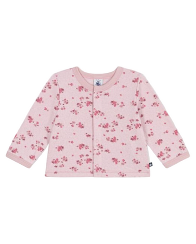 Painted Flowers Print Long Sleeve Cardigan in Pinks
