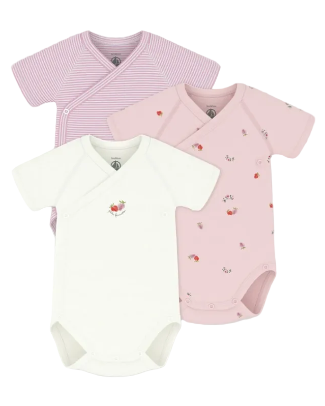 Pink Berry Short Sleeve Crossover Bodysuit Box Set