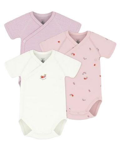 Pink Berry Short Sleeve Crossover Bodysuit Box Set