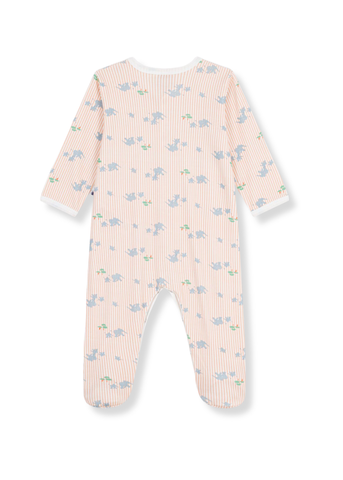 Elephant Striped Long Sleeve Front Snap Footie