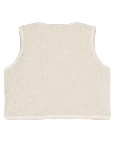 Scattered Daisies Print Reversible Cotton Poplin + Sherpa Vest in Cream