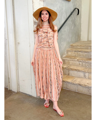 Clio Ribbon Knit Midi Skirt In Hibiscus