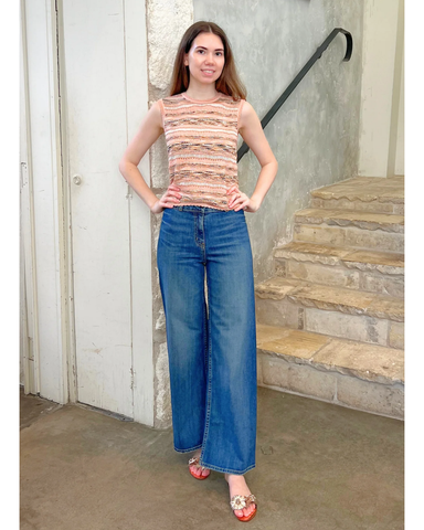 Alisa Ribbon Knit Sleeveless Top In Hibiscus