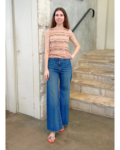 Alisa Ribbon Knit Sleeveless Top In Hibiscus