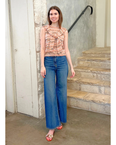 Alisa Ribbon Knit Sleeveless Top In Hibiscus