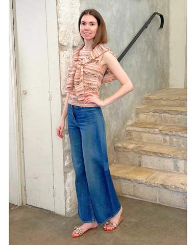 Alisa Ribbon Knit Sleeveless Top In Hibiscus