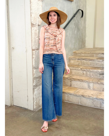 Alisa Ribbon Knit Sleeveless Top In Hibiscus