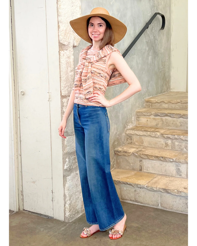 Alisa Ribbon Knit Sleeveless Top In Hibiscus
